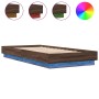 Estructura de cama con luces LED roble marrón 90x200 cm de vidaXL, Camas y somieres - Ref: Foro24-839517, Precio: 110,52 €, D...