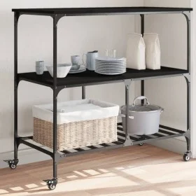 Carrito de cocina madera de ingeniería negro 100x50x95 cm by vidaXL, Kitchen and dining carts - Ref: Foro24-842306, Price: 88...