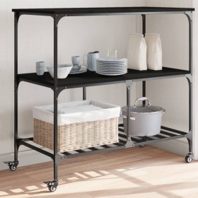 Carrito de cocina madera de ingeniería negro 100x50x95 cm by vidaXL, Kitchen and dining carts - Ref: Foro24-842306, Price: 92...