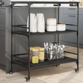 Carrito de cocina madera de ingeniería negro 100,5x50x105 cm by vidaXL, Kitchen and dining carts - Ref: Foro24-842331, Price:...