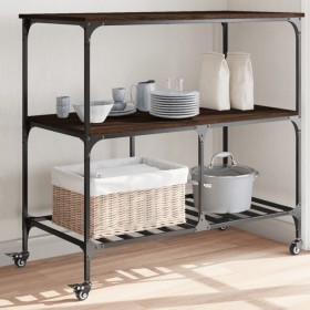 Carrito de cocina madera ingeniería marrón roble 100x50x95 cm by vidaXL, Kitchen and dining carts - Ref: Foro24-842310, Price...