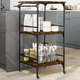 Carrito de cocina madera ingeniería roble ahumado 60,5x50x105cm by vidaXL, Kitchen and dining carts - Ref: Foro24-842338, Pri...