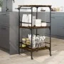 Carrito de cocina madera ingeniería roble ahumado 60,5x50x105cm by vidaXL, Kitchen and dining carts - Ref: Foro24-842338, Pri...