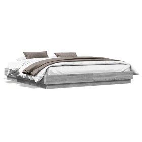 Estructura de cama con luces LED gris Sonoma 180x200 cm