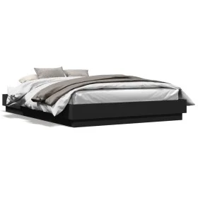 Bed frame with LED lights black 160x200 cm by vidaXL, Beds and slatted bases - Ref: Foro24-3209780, Price: 229,59 €, Discount: %