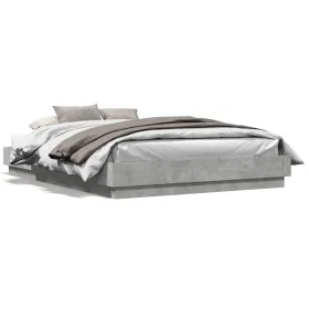 Bed frame with LED lights in concrete gray 150x200 cm by vidaXL, Beds and slatted bases - Ref: Foro24-3209789, Price: 176,58 ...