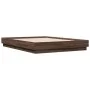 Bed frame with LED lights oak brown 120x190 cm by vidaXL, Beds and slatted bases - Ref: Foro24-3209827, Price: 133,14 €, Disc...