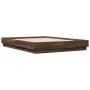 Bed frame with LED lights oak brown 120x190 cm by vidaXL, Beds and slatted bases - Ref: Foro24-3209827, Price: 133,14 €, Disc...