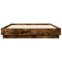 Bed frame with smoked oak LED lights 120x190 cm by vidaXL, Beds and slatted bases - Ref: Foro24-3209825, Price: 129,71 €, Dis...