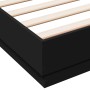 Estructura de cama madera de ingeniería negra 135x190 cm