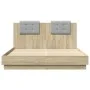 Estructura de cama cabecero luces LED roble Sonoma 150x200 cm de vidaXL, Camas y somieres - Ref: Foro24-3210005, Precio: 193,...