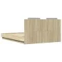Estructura de cama cabecero luces LED roble Sonoma 150x200 cm de vidaXL, Camas y somieres - Ref: Foro24-3210005, Precio: 193,...