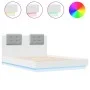 Bed frame with headboard and white LED lights 135x190 cm by vidaXL, Beds and slatted bases - Ref: Foro24-3210045, Price: 217,...
