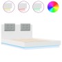 Bettgestell mit Kopfteil und LED-Lichtern weiß 135x190 cm von vidaXL, Betten und Lattenroste - Ref: Foro24-3210045, Preis: 22...