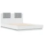 Bed frame with headboard and white LED lights 135x190 cm by vidaXL, Beds and slatted bases - Ref: Foro24-3210045, Price: 217,...