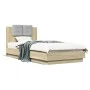 Bed frame with LED lights headboard Sonoma oak 100x200 cm by vidaXL, Beds and slatted bases - Ref: Foro24-3210026, Price: 167...