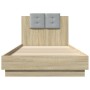 Bed frame with LED lights headboard Sonoma oak 100x200 cm by vidaXL, Beds and slatted bases - Ref: Foro24-3210026, Price: 168...