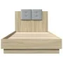 Bed frame with LED lights headboard Sonoma oak 100x200 cm by vidaXL, Beds and slatted bases - Ref: Foro24-3210026, Price: 167...