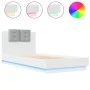 Bed frame with headboard and white LED lights 100x200 cm by vidaXL, Beds and slatted bases - Ref: Foro24-3210024, Price: 175,...