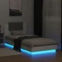 Bed frame with headboard and white LED lights 100x200 cm by vidaXL, Beds and slatted bases - Ref: Foro24-3210024, Price: 175,...