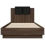 Estructura de cama cabecero luces LED roble marrón 100x200 cm de vidaXL, Camas y somieres - Ref: Foro24-3210030, Precio: 173,...
