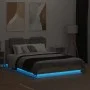 Estructura de cama cabecero y luces LED roble Sonoma 135x190 cm de vidaXL, Camas y somieres - Ref: Foro24-3210047, Precio: 18...