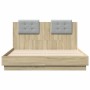 Bed frame with headboard and LED lights Sonoma oak 135x190 cm by vidaXL, Beds and slatted bases - Ref: Foro24-3210047, Price:...
