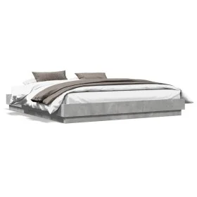 Bed frame with LED lights concrete gray 180x200 cm by vidaXL, Beds and slatted bases - Ref: Foro24-3209775, Price: 185,83 €, ...