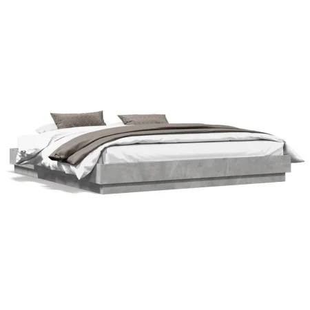 Bed frame with LED lights concrete gray 180x200 cm by vidaXL, Beds and slatted bases - Ref: Foro24-3209775, Price: 185,83 €, ...