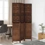 Biombo separador de 3 paneles madera paulownia marrón oscuro de vidaXL, Divisores de ambientes - Ref: Foro24-358703, Precio: ...