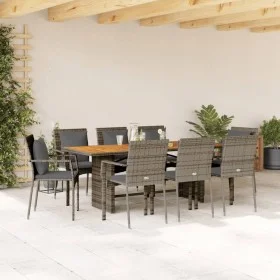 Set comedor jardín 9 pzas y cojines ratán sintético gris by vidaXL, Garden sets - Ref: Foro24-3213501, Price: 775,69 €, Disco...