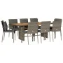 Garten-Essgruppe, 9-teilig, mit grauen Polstern aus synthetischem Rattan. von vidaXL, Gartensets - Ref: Foro24-3213501, Preis...