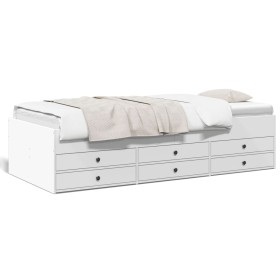 Engineered wood sun lounger with drawers, white, 75x190 cm by vidaXL, Beds and slatted bases - Ref: Foro24-3280888, Price: 17...