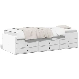 Engineered wood sun lounger with drawers, white, 75x190 cm by vidaXL, Beds and slatted bases - Ref: Foro24-3280888, Price: 17...
