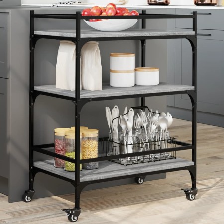 Carrito de cocina madera ingeniería gris Sonoma 65x40x86,5 cm