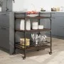 Küchenwagen aus Eichenholz, braune Ingenieurarbeit, 65x40x86,5 cm. von vidaXL, Küchen- und Speisewagen - Ref: Foro24-842400, ...