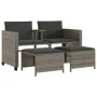 Sofá de jardín 2 plazas con mesa y taburetes ratán PE gris by vidaXL, Garden sets - Ref: Foro24-368418, Price: 234,95 €, Disc...