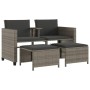 Zweier-Gartensofa mit Tisch und Hockern aus grauem PE-Rattan von vidaXL, Gartensets - Ref: Foro24-368418, Preis: 239,88 €, Ra...