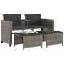 Sofá de jardín 2 plazas con mesa y taburetes ratán PE gris by vidaXL, Garden sets - Ref: Foro24-368418, Price: 234,95 €, Disc...