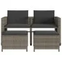 Sofá de jardín 2 plazas con mesa y taburetes ratán PE gris by vidaXL, Garden sets - Ref: Foro24-368418, Price: 234,95 €, Disc...
