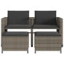 Zweier-Gartensofa mit Tisch und Hockern aus grauem PE-Rattan von vidaXL, Gartensets - Ref: Foro24-368418, Preis: 239,88 €, Ra...
