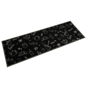 Alfombra de cocina lavable terciopelo negro Morning 60x180 cm