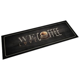 Alfombra de cocina lavable terciopelo texto café 60x180 cm