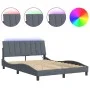 Bed frame with LED lights dark gray velvet 140x200 cm by vidaXL, Beds and slatted bases - Ref: Foro24-3213782, Price: 197,71 ...