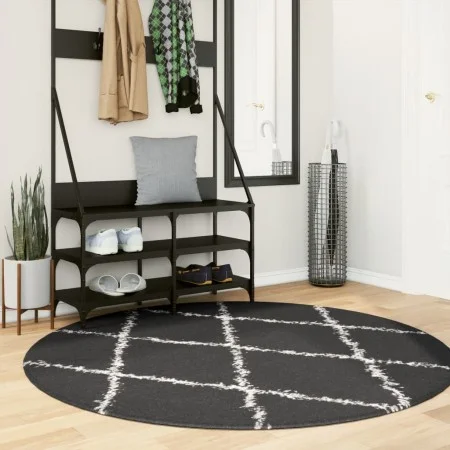 Alfombra de pelo largo moderna negro y crema Ø 160 cm by vidaXL, Rugs - Ref: Foro24-375422, Price: 45,73 €, Discount: %