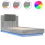 Estructura de cama cabecero luces LED gris Sonoma 90x190 cm de vidaXL, Camas y somieres - Ref: Foro24-3210064, Precio: 167,55...