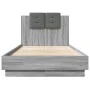 Bed frame with LED lights headboard in Sonoma grey 90x190 cm by vidaXL, Beds and slatted bases - Ref: Foro24-3210064, Price: ...