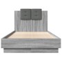 Estructura de cama cabecero luces LED gris Sonoma 90x190 cm de vidaXL, Camas y somieres - Ref: Foro24-3210064, Precio: 167,55...