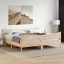 Solid pine wood bed frame with headboard 200x200cm by vidaXL, Beds and slatted bases - Ref: Foro24-3216369, Price: 234,29 €, ...