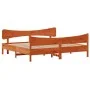 Estructura cama con cabecero madera pino marrón cera 180x200 cm de vidaXL, Camas y somieres - Ref: Foro24-3216374, Precio: 25...